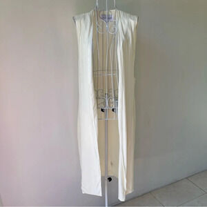 Cupcake and cashmere viscose blend open front long vest pockets ivory size XS